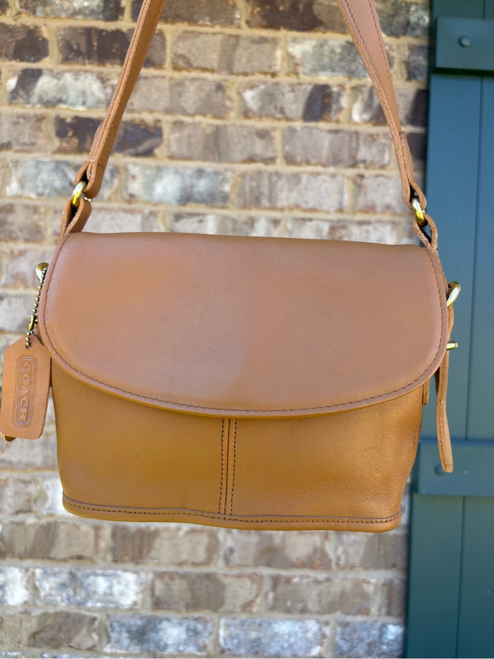 Vintage Coach Small Equestrian Flap Bag 9801 British Tan USA Pristine